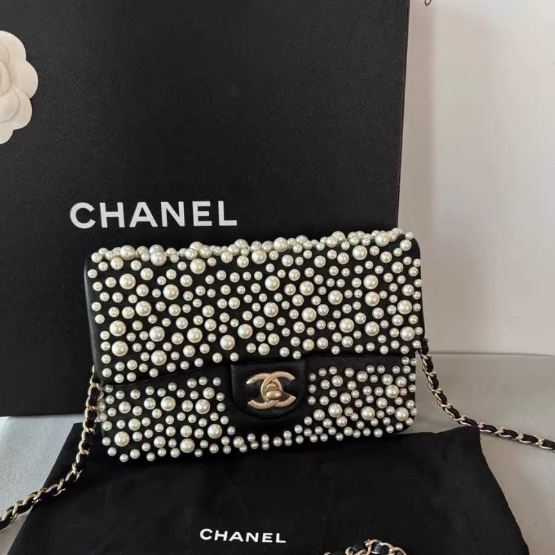 Chanel 珍珠cf woc信封包 鏈條包斜背包19x13cm 99新配件塵袋 保卡-2