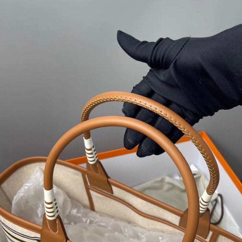 Hermes Steeple 新款印花編織帆布包 28*28.5*17  99新配件塵袋 盒子 購證 冊子 吊牌 皮牌-2