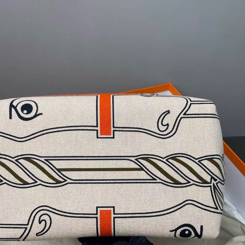 Hermes Steeple 新款印花編織帆布包 28*28.5*17  99新配件塵袋 盒子 購證 冊子 吊牌 皮牌-7