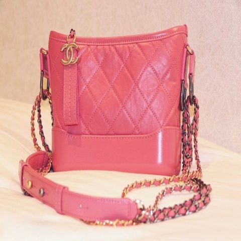 「JL精品代購」98新 Chanel 香奈兒粉色流浪包 小號