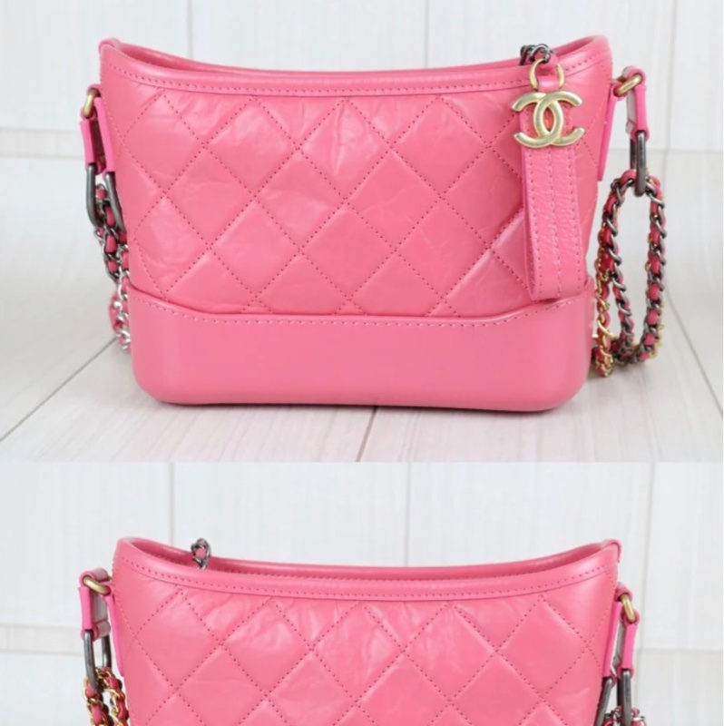 「JL精品代購」98新 Chanel 香奈兒粉色流浪包 小號-2
