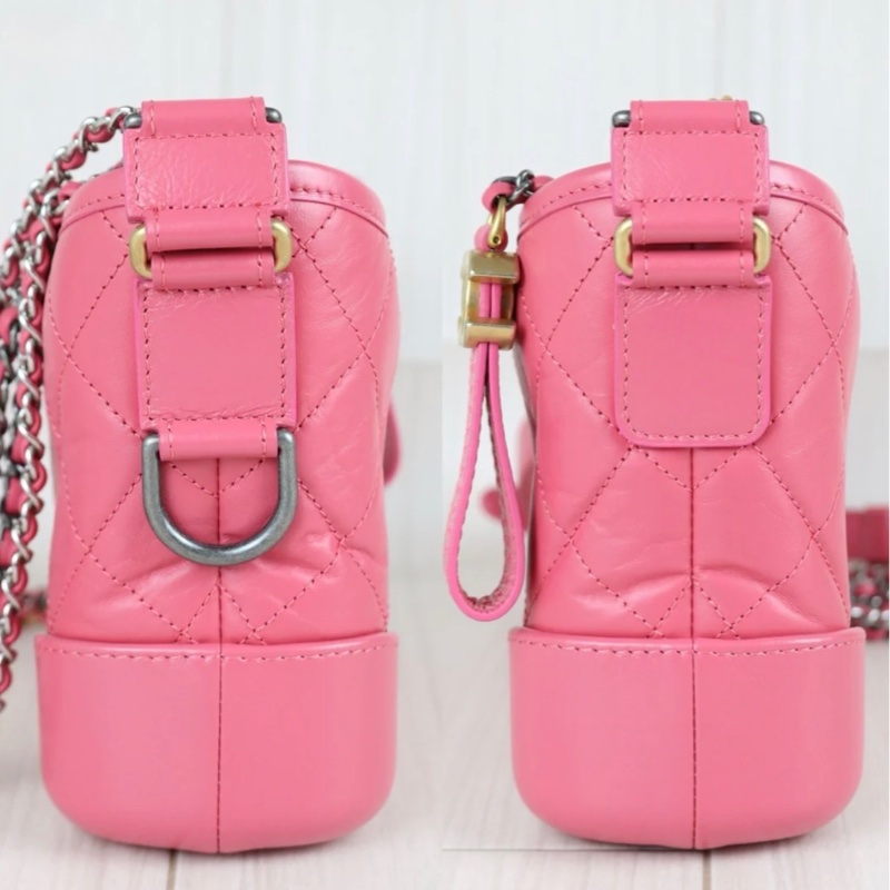 「JL精品代購」98新 Chanel 香奈兒粉色流浪包 小號-3