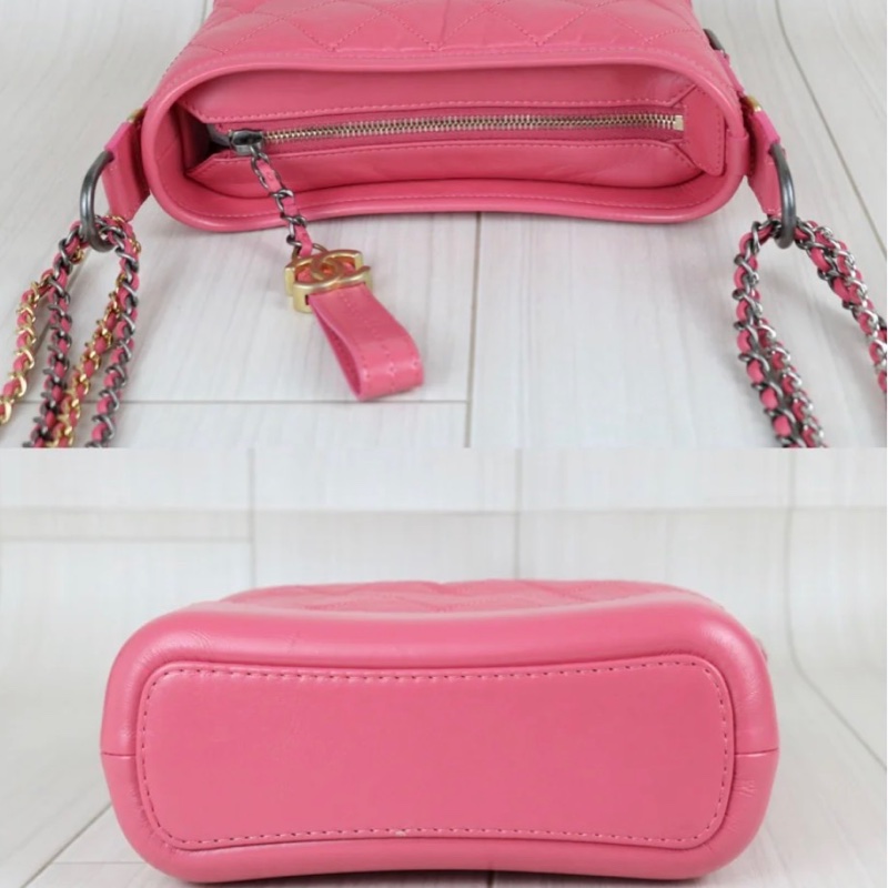 「JL精品代購」98新 Chanel 香奈兒粉色流浪包 小號-4