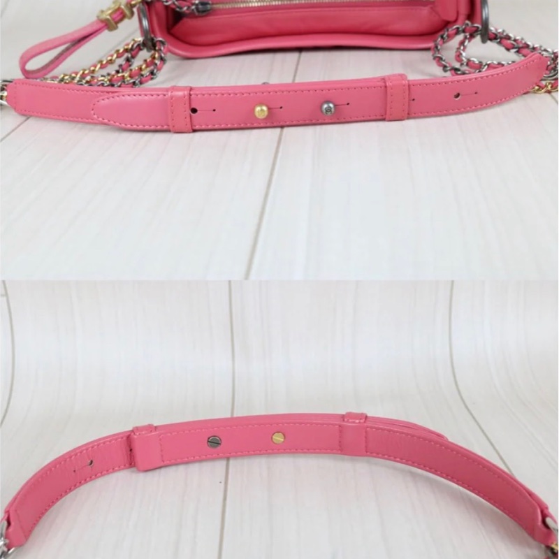 「JL精品代購」98新 Chanel 香奈兒粉色流浪包 小號-11