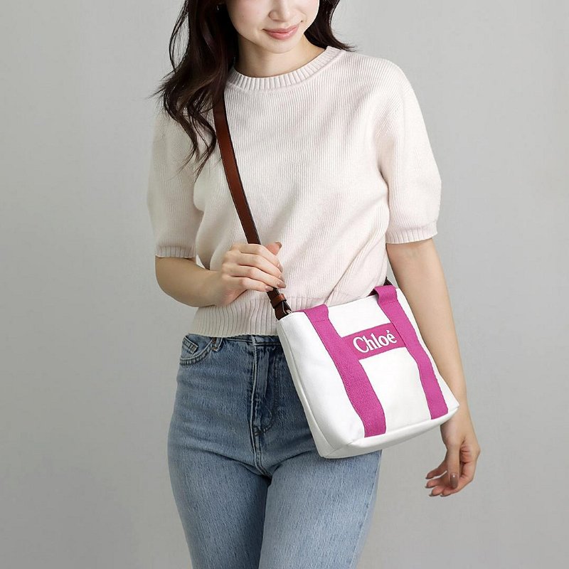 💎Han's house精品服飾💎CHLOE 粉色邊 小 托特包 有背帶 現-4