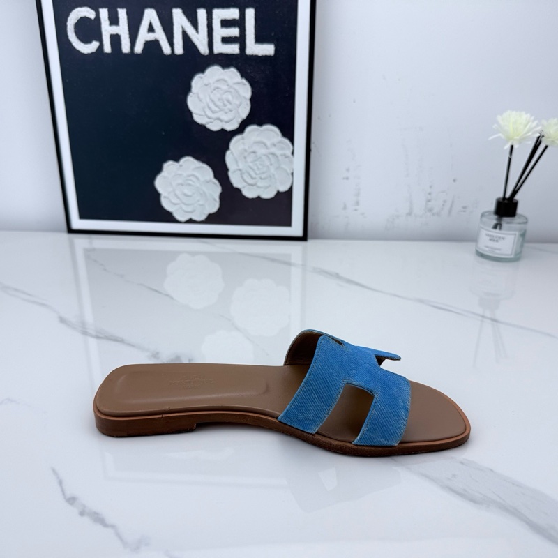 Hermes愛馬仕 牛仔藍Oran H拖 鞋36碼-14