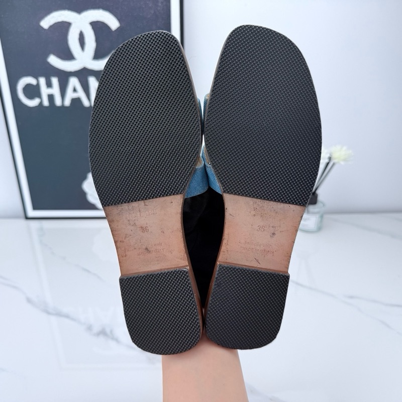 Hermes愛馬仕 牛仔藍Oran H拖 鞋36碼-17