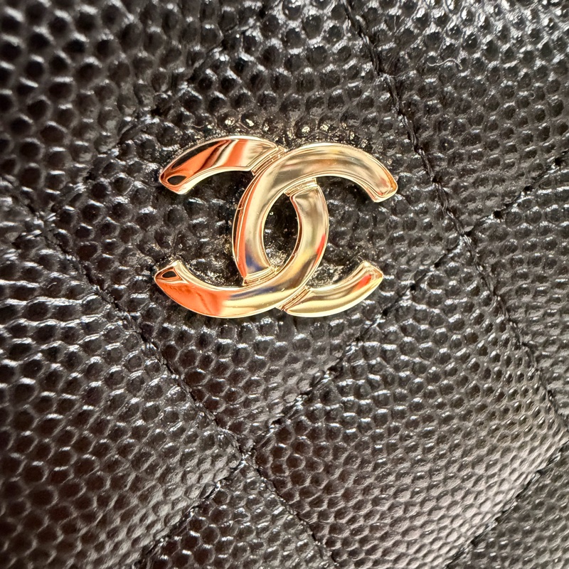 32開95新香奈兒黑金荔枝牛皮▫️香奈兒盒子包鏈條斜背包 小廢包 化妝包-3