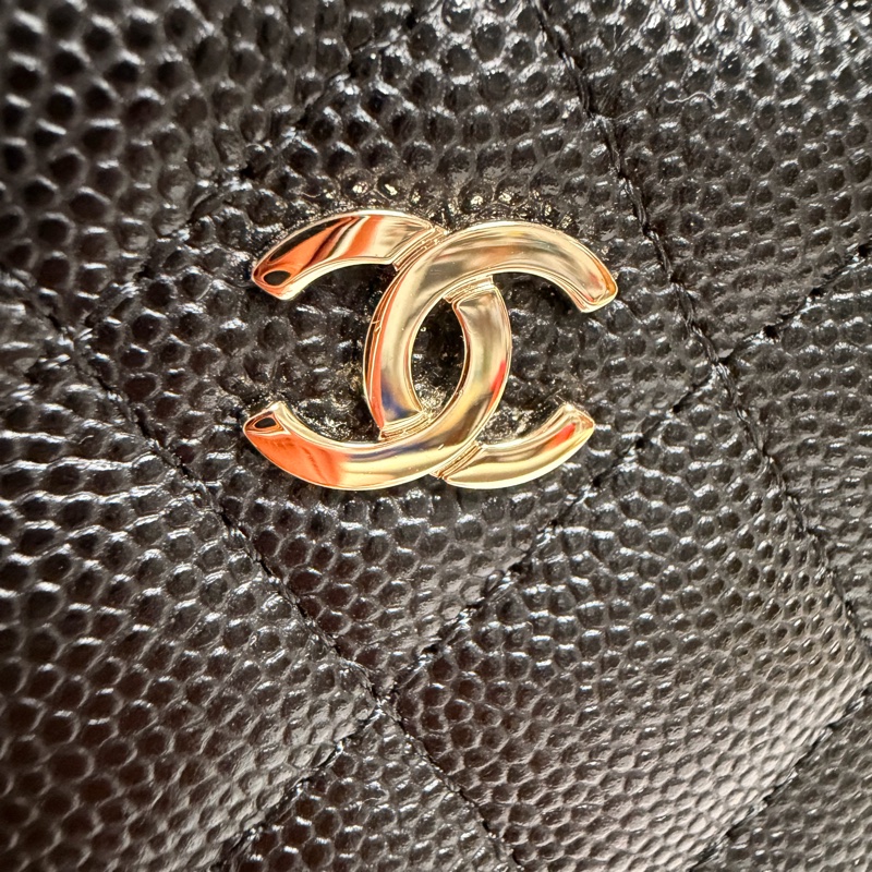 32開95新香奈兒黑金荔枝牛皮▫️香奈兒盒子包鏈條斜背包 小廢包 化妝包-5