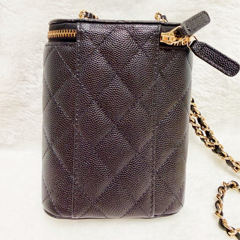 32開95新香奈兒黑金荔枝牛皮▫️香奈兒盒子包鏈條斜背包 小廢包 化妝包-7