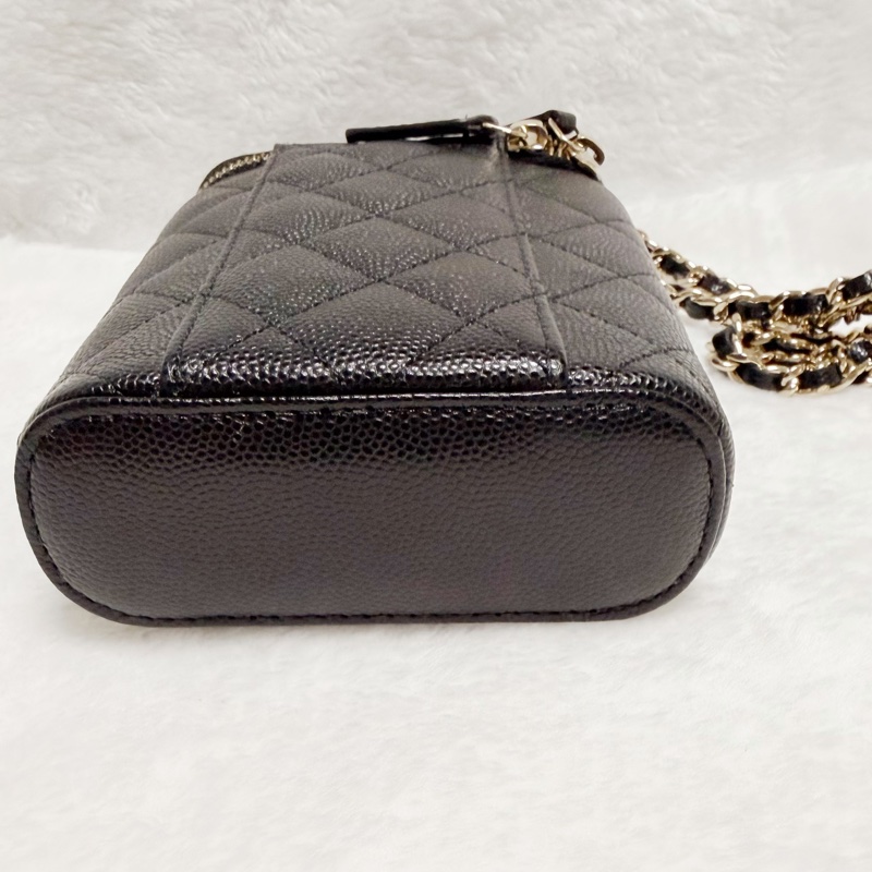 32開95新香奈兒黑金荔枝牛皮▫️香奈兒盒子包鏈條斜背包 小廢包 化妝包-8