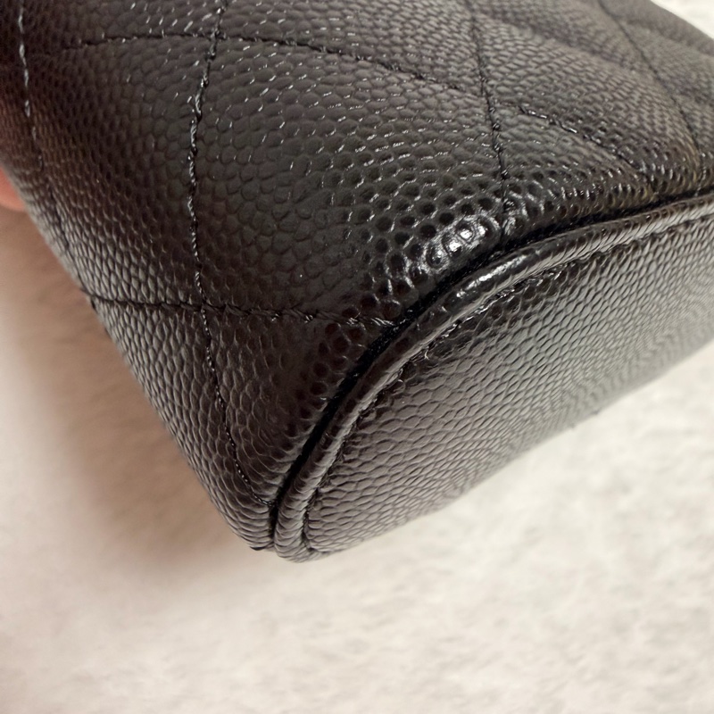 32開95新香奈兒黑金荔枝牛皮▫️香奈兒盒子包鏈條斜背包 小廢包 化妝包-9