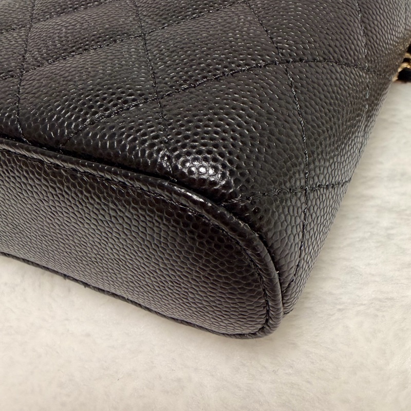 32開95新香奈兒黑金荔枝牛皮▫️香奈兒盒子包鏈條斜背包 小廢包 化妝包-10
