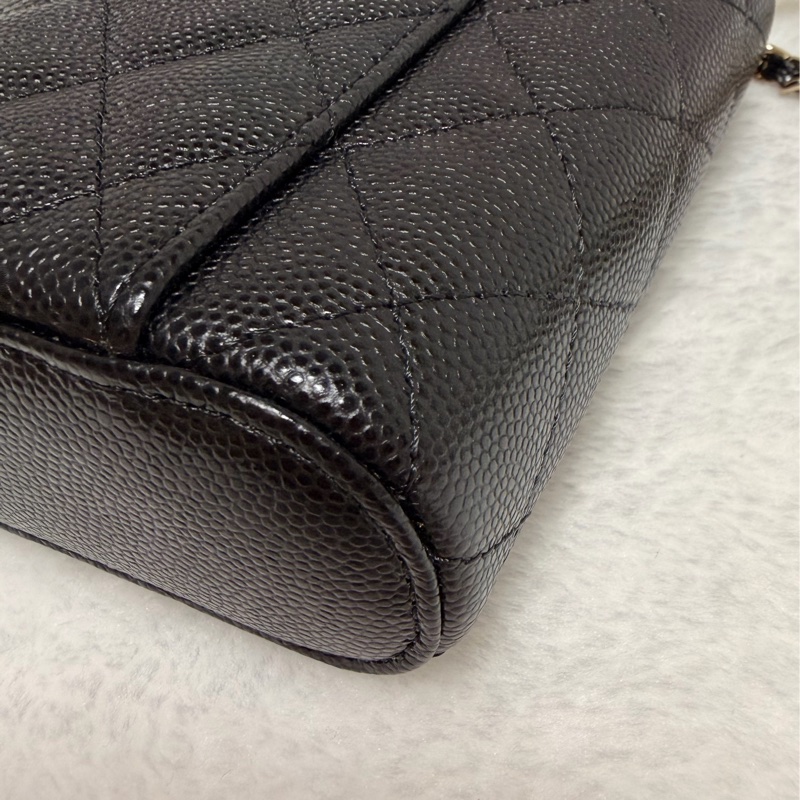 32開95新香奈兒黑金荔枝牛皮▫️香奈兒盒子包鏈條斜背包 小廢包 化妝包-11