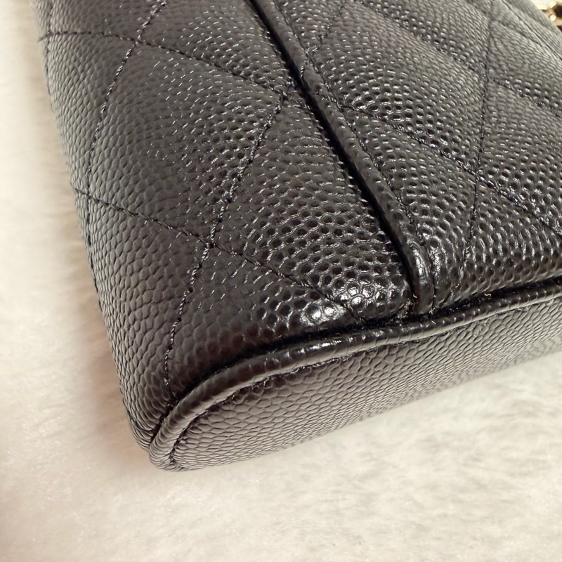 32開95新香奈兒黑金荔枝牛皮▫️香奈兒盒子包鏈條斜背包 小廢包 化妝包-12