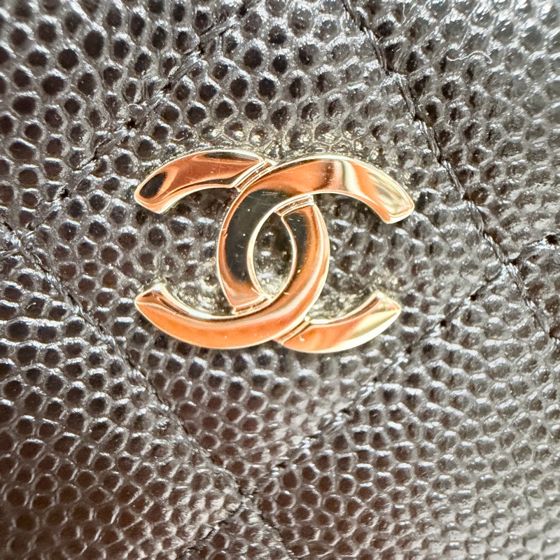 32開95新香奈兒黑金荔枝牛皮▫️香奈兒盒子包鏈條斜背包 小廢包 化妝包-20