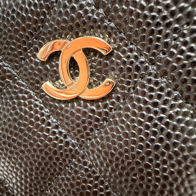 32開95新香奈兒黑金荔枝牛皮▫️香奈兒盒子包鏈條斜背包 小廢包 化妝包-22