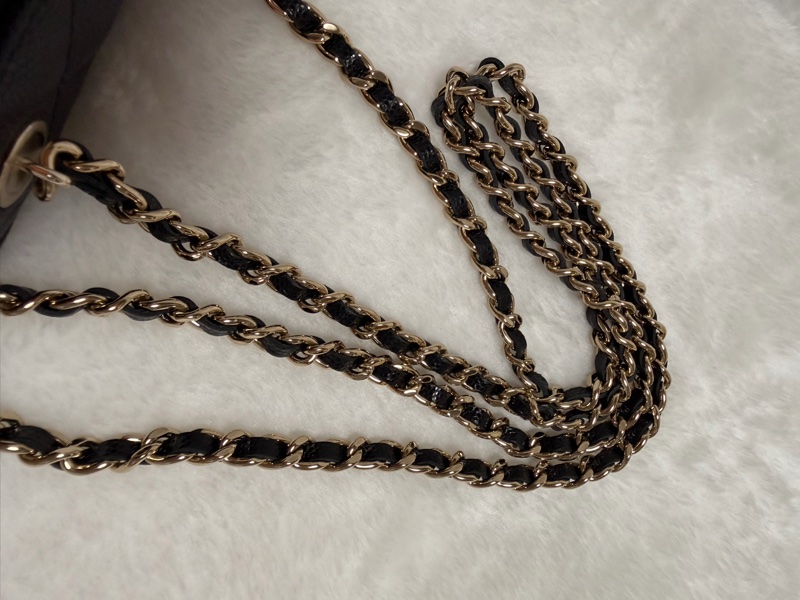 32開95新香奈兒黑金荔枝牛皮▫️香奈兒盒子包鏈條斜背包 小廢包 化妝包-28