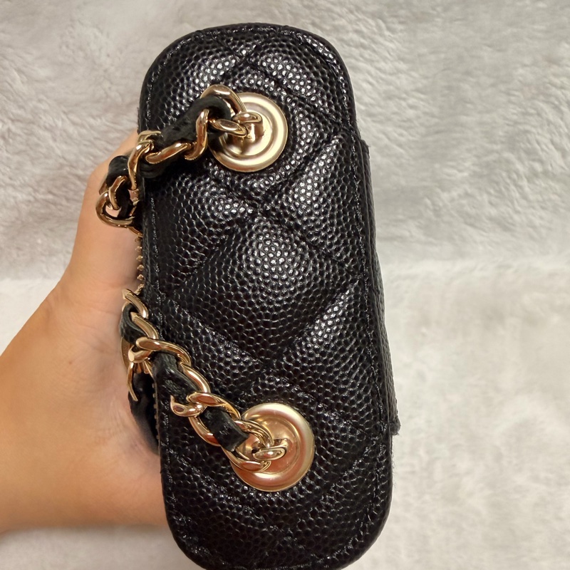 32開95新香奈兒黑金荔枝牛皮▫️香奈兒盒子包鏈條斜背包 小廢包 化妝包-32