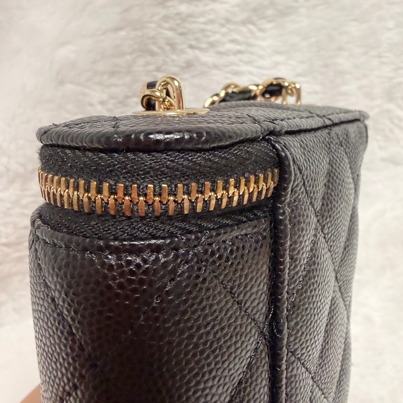 32開95新香奈兒黑金荔枝牛皮▫️香奈兒盒子包鏈條斜背包 小廢包 化妝包-33