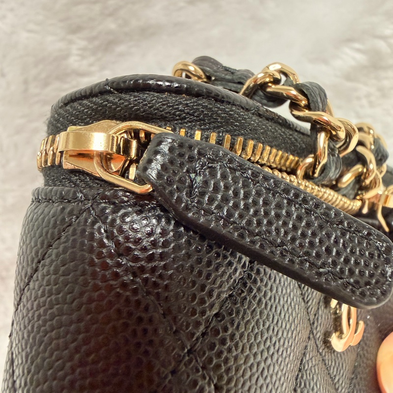 32開95新香奈兒黑金荔枝牛皮▫️香奈兒盒子包鏈條斜背包 小廢包 化妝包-34