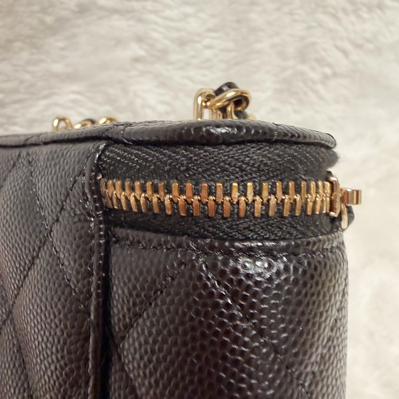 32開95新香奈兒黑金荔枝牛皮▫️香奈兒盒子包鏈條斜背包 小廢包 化妝包-35