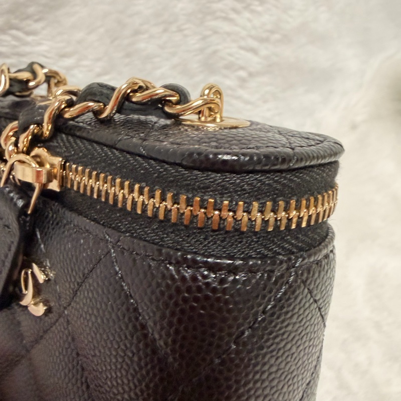 32開95新香奈兒黑金荔枝牛皮▫️香奈兒盒子包鏈條斜背包 小廢包 化妝包-36