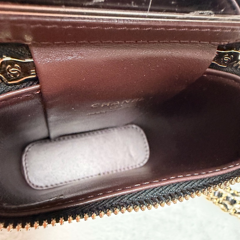 32開95新香奈兒黑金荔枝牛皮▫️香奈兒盒子包鏈條斜背包 小廢包 化妝包-42