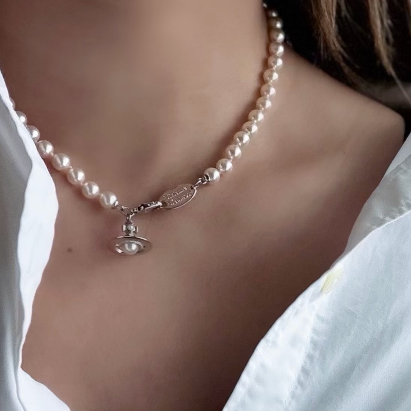 Vivienne Westwood🪐奶油珍珠x立體小土星 Simonetta Pearl Choker-1