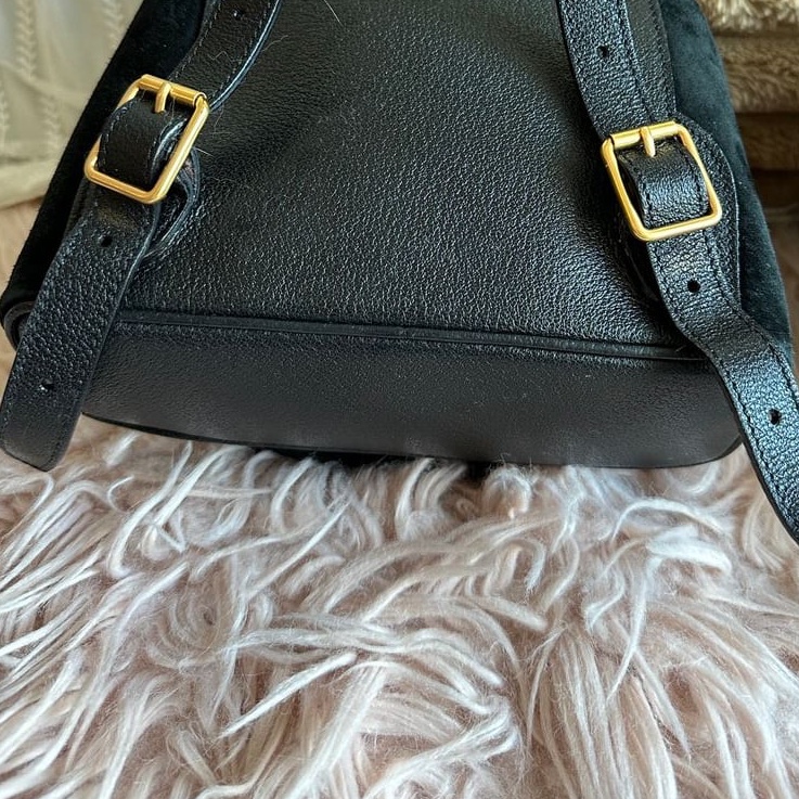 古馳 中古竹節後背包 後背包 後背包 雙肩包 黑色 黑色皮革 中古  中古包背囊 經典款 迷你 vintage gucci black suede /leather bamboo mini backpack  古董包-4