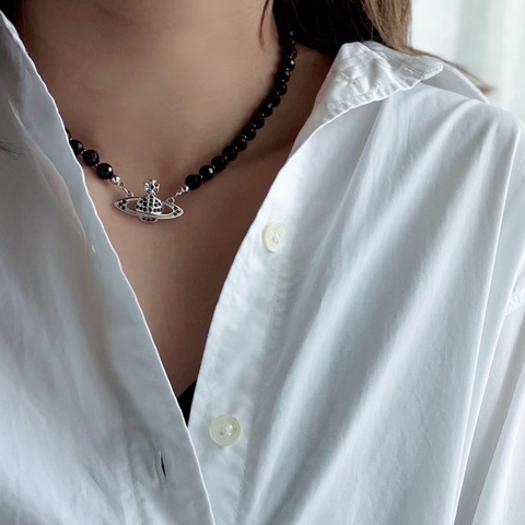 Vivienne Westwood🪐黑瑪瑙x碎鑽經典土星 Messaline Choker