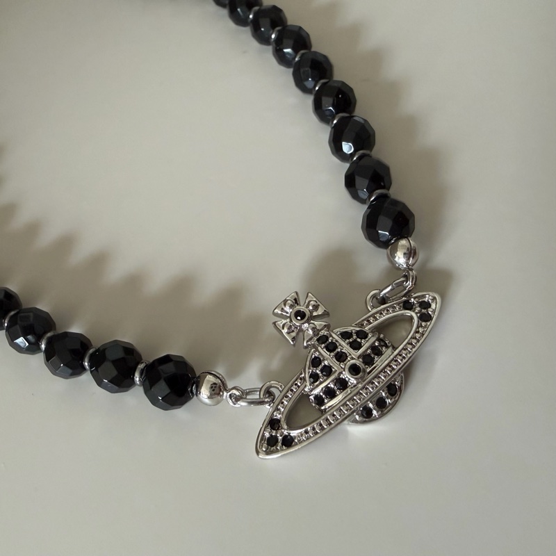Vivienne Westwood🪐黑瑪瑙x碎鑽經典土星 Messaline Choker-2