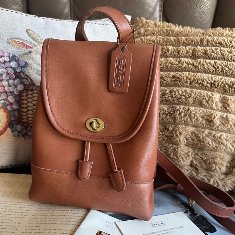 蔻馳 中古後背包 後背包 後背包 雙肩包 皮革 美式靈魂 中古  中古包背囊 經典款 迷你  美式復古 vintage coach mini backpack-0