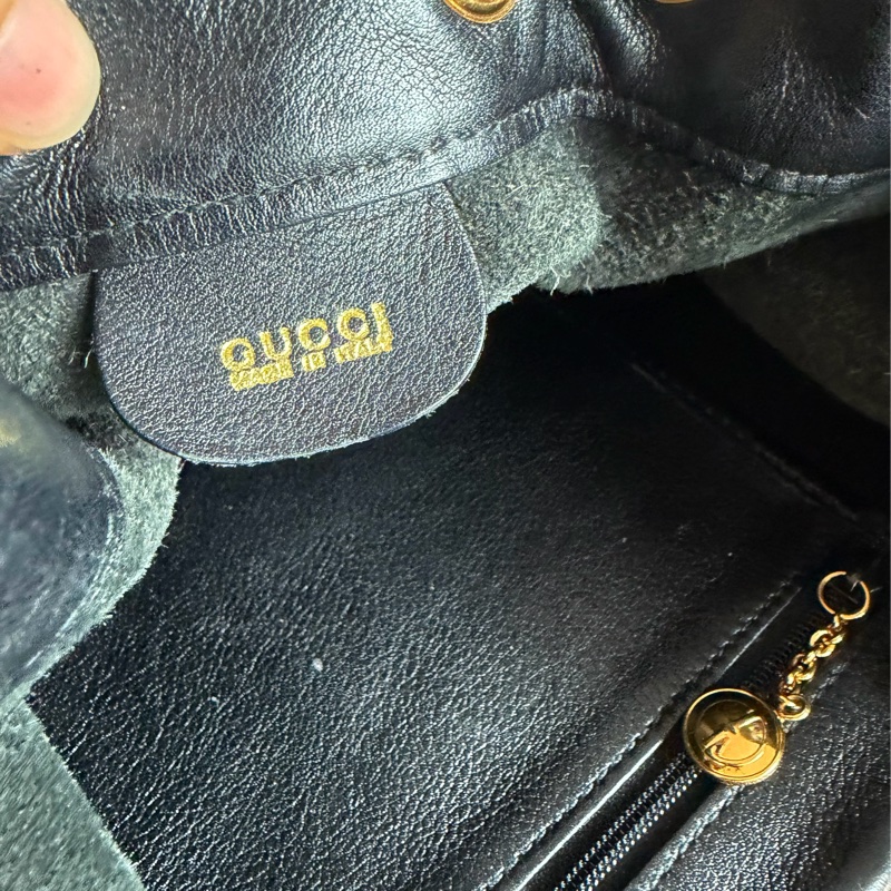 古馳 竹節提把 水桶包 中古後背包 後背包 後背包 雙肩包 黑色 黑色皮革 中古  中古包背囊 經典款 迷你  美式復古 vintage gucci bucket bag / backpack-20