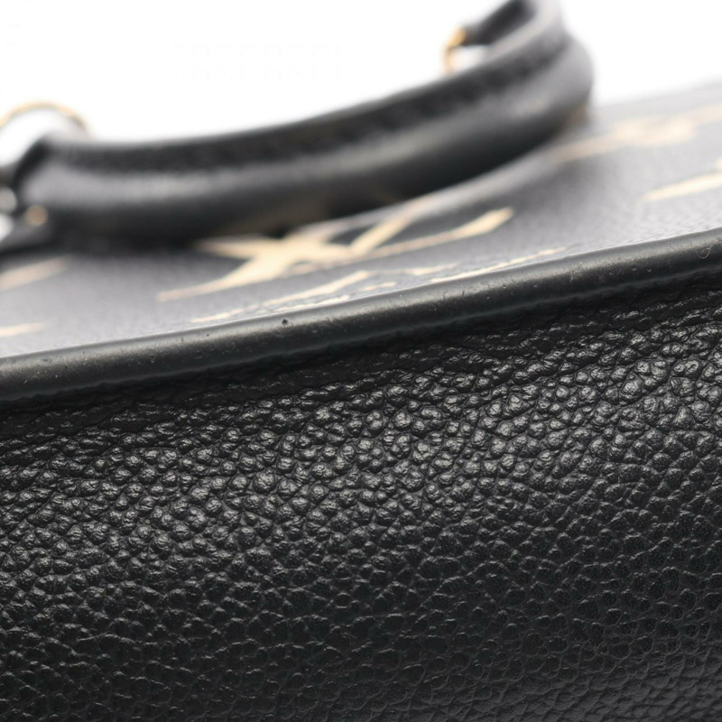 路易威登 Petite Sac Plat Bicolor 手提包，皮革，Monogram Empreinte 印花，女士，黑色/米色，M81416-7