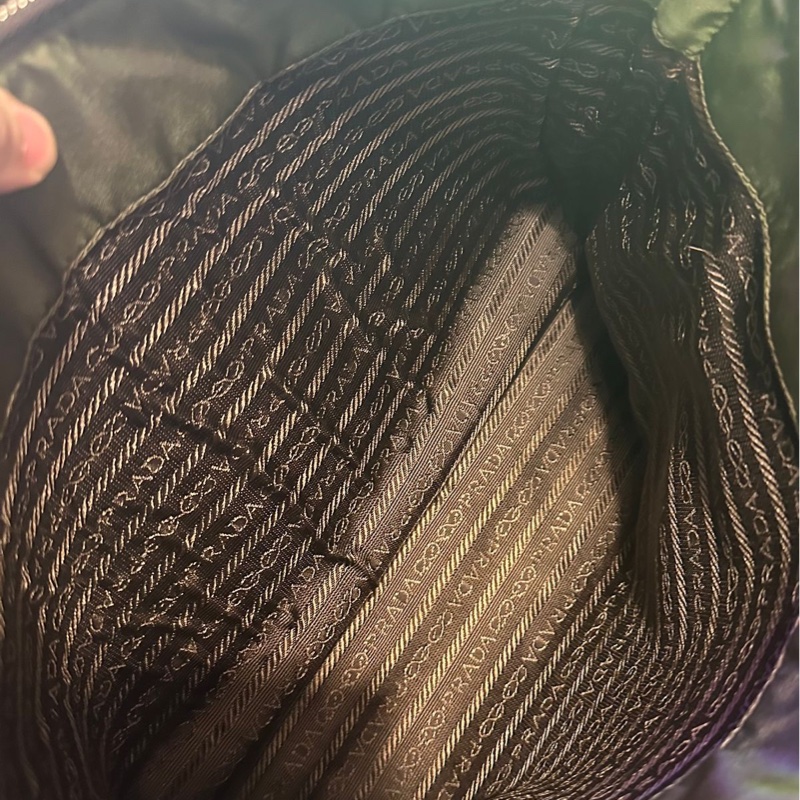 普拉達 托特包 手提包 腋下包 側背包 鏈條包 英倫風 皮革 帆布 中古降落傘尼龍拼皮鏈條包 啡色皮革 綠色帆布shoulder bag tote bag chain bag-17