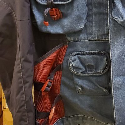 The North Face UE 男款藍色牛仔拼接CORDURA耐磨連帽外套-2