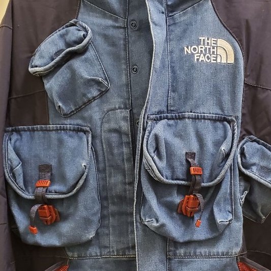 The North Face UE 男款藍色牛仔拼接CORDURA耐磨連帽外套-4