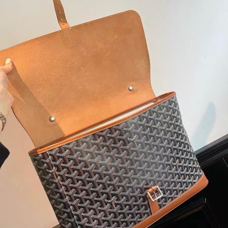 Goyard 棕色拼老花 Citadin 公事包38×28 98新配件塵袋-2