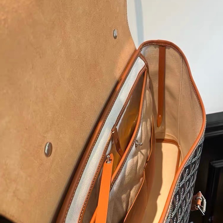 Goyard 棕色拼老花 Citadin 公事包38×28 98新配件塵袋-3