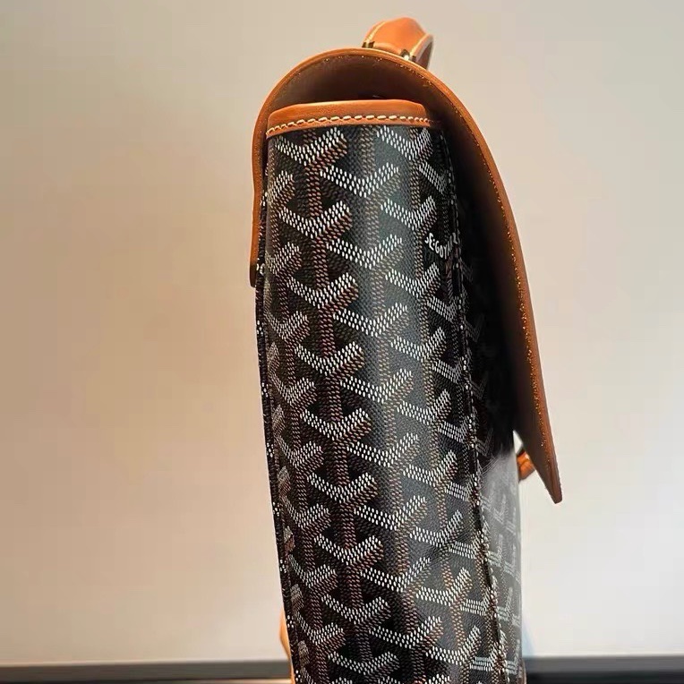 Goyard 棕色拼老花 Citadin 公事包38×28 98新配件塵袋-5