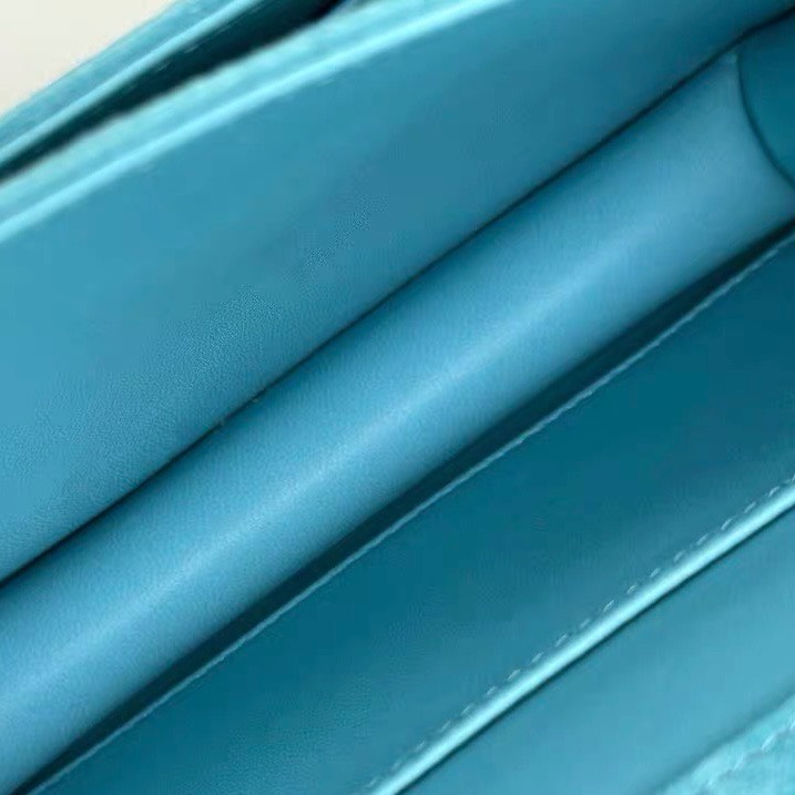 Hermes康康19 馬卡龍藍銀扣 麂皮19*15*4 98新配件配件塵袋 毛氈 說明書-3