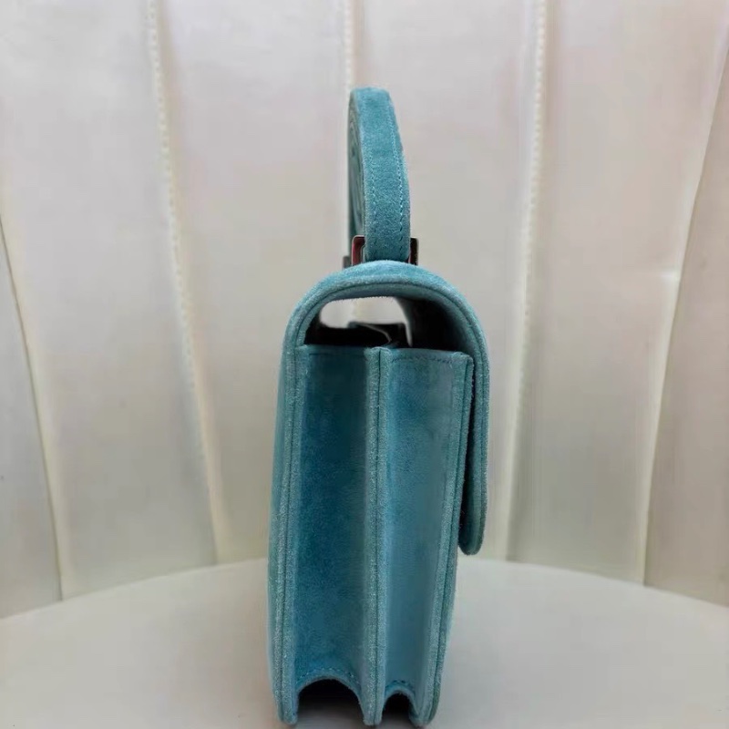 Hermes康康19 馬卡龍藍銀扣 麂皮19*15*4 98新配件配件塵袋 毛氈 說明書-6