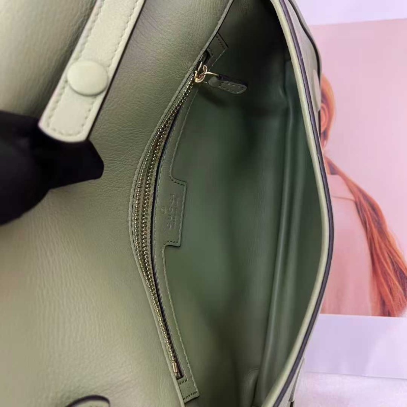 Gucci 綠色雙G金扣Blondie鏈條包 28x16 98新配件肩帶 塵袋-4