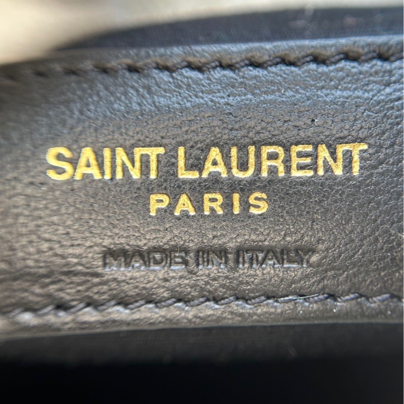 ysl聖羅蘭 白色小水桶包 棉質-6