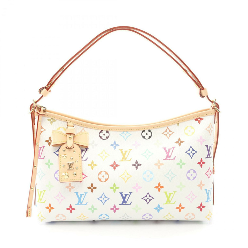 路易威登 LV x TM Carryall EW 單肩手提包,塗層帆布和皮革,Monogram Multicolor 圖案,女士款,白色 (M27578)-0