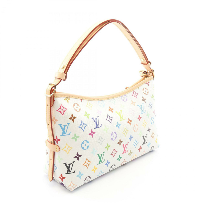 路易威登 LV x TM Carryall EW 單肩手提包,塗層帆布和皮革,Monogram Multicolor 圖案,女士款,白色 (M27578)-1