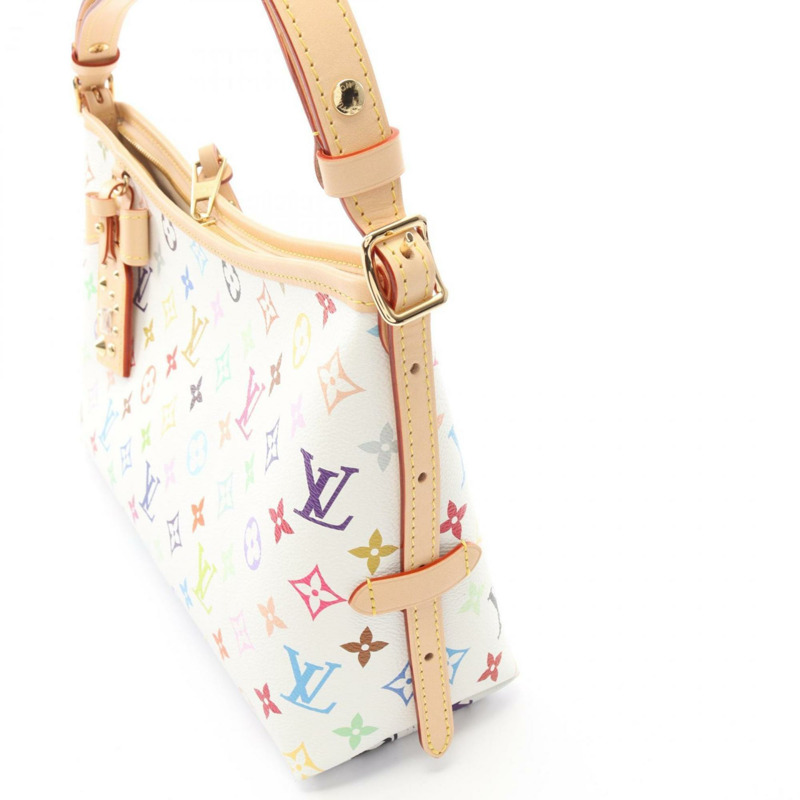 路易威登 LV x TM Carryall EW 單肩手提包,塗層帆布和皮革,Monogram Multicolor 圖案,女士款,白色 (M27578)-4