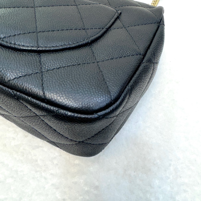 香奈兒cf方胖子 Chanel 23P黑金荔枝牛愛心調節釦肩背包AS3921 近新閒置品🖤可送禮-21