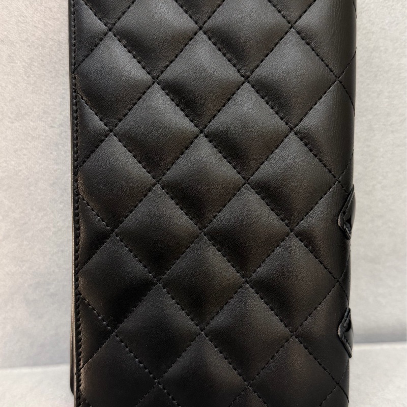 二手 香奈兒 Chanel 絕版 康鵬 對折錢包 長夾 黑色 銀光粉-1